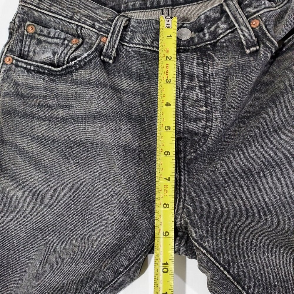 Levis 501 Jeans Button Fly 28"w 27.5"L Washed Black Denim Cotton Brass Rivited - Picture 5 of 16